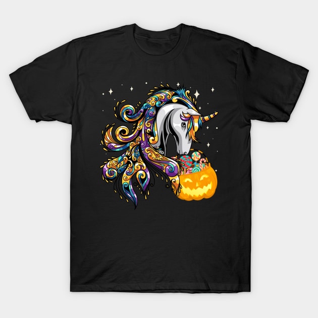 Cute Candy Corn Unicorn Halloween Top T-Shirt by PaulAksenov